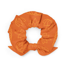 Load image into Gallery viewer, Adelante Lotus Recycled Hair Scrunchie - Orange Outline Lotus