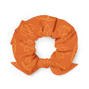 Adelante Lotus Recycled Hair Scrunchie - Orange Outline Lotus