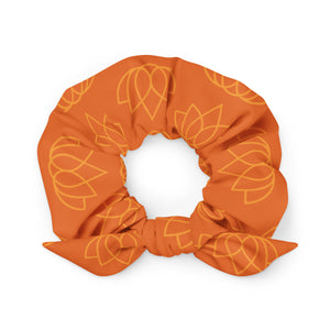 Adelante Lotus Recycled Hair Scrunchie - Orange Outline Lotus